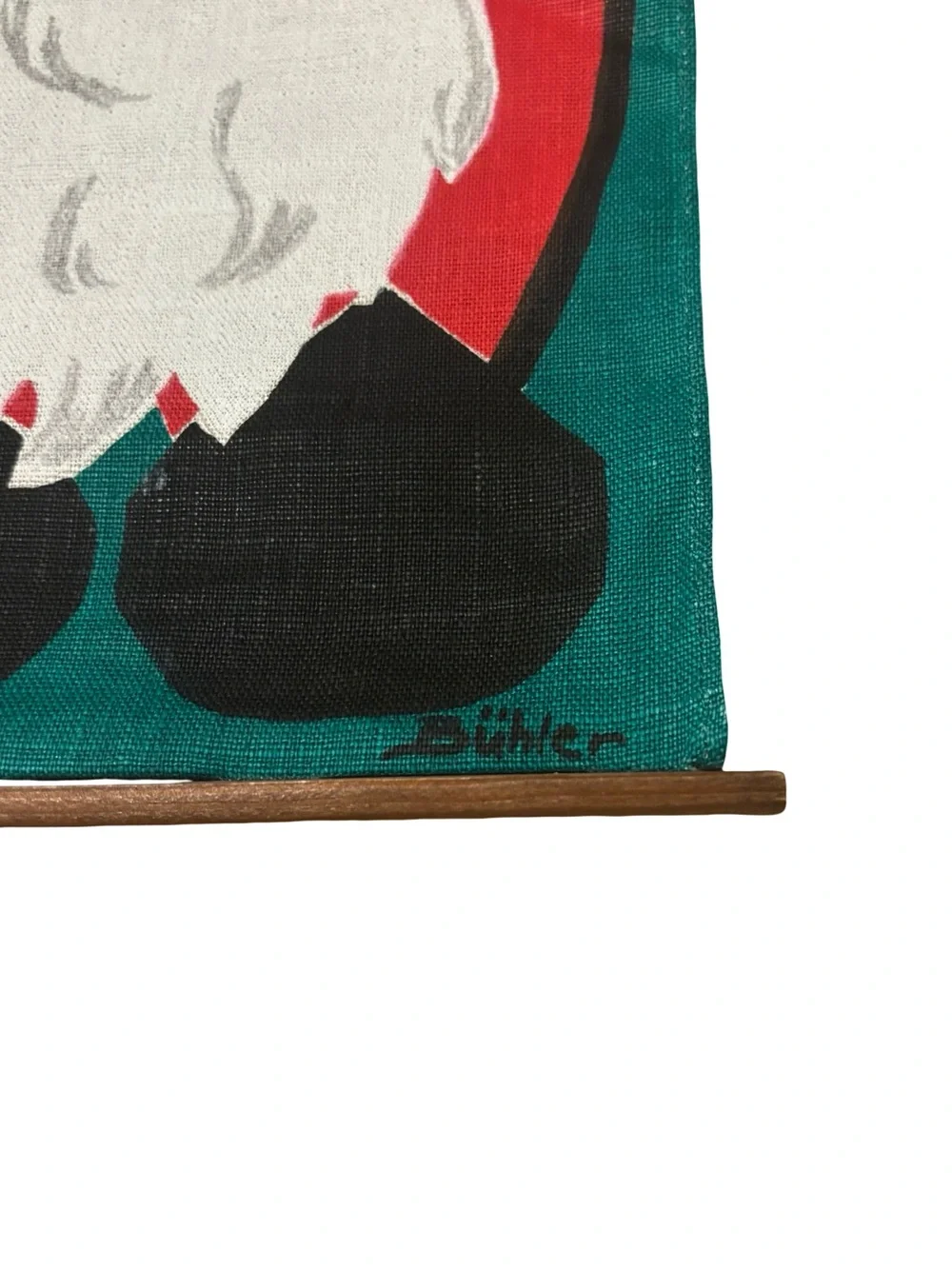Vintage Swedish Buhler linen wall hanging Christmas- Swedish Santa , gnome for